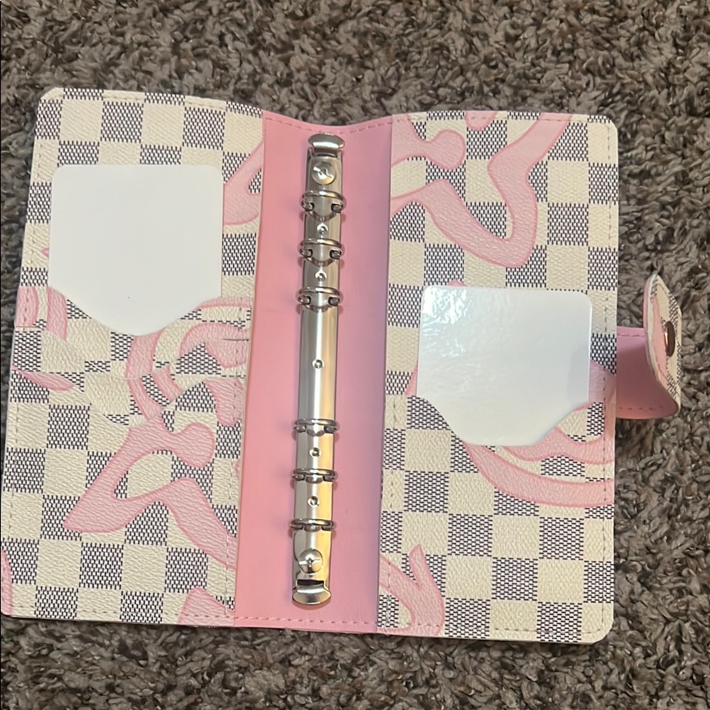 Pink and White Checkered Planner A6 5mm rings